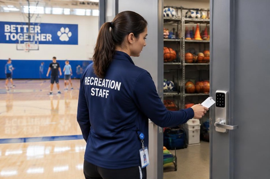 Smart lock access for campus recreation areas