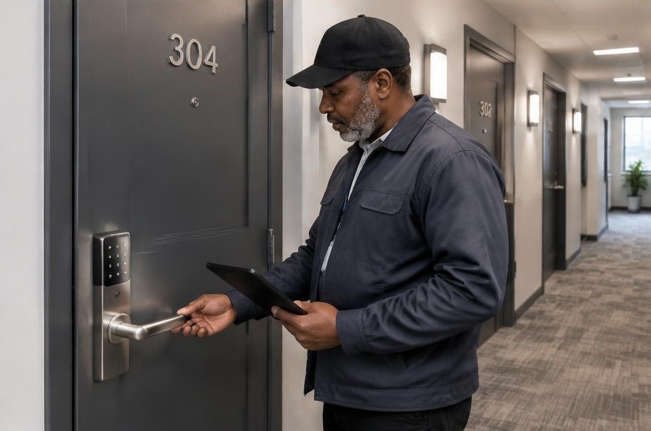 Smart lock access for apartment entry doors