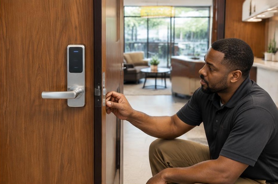 Smart lock access for commercial mortise doors