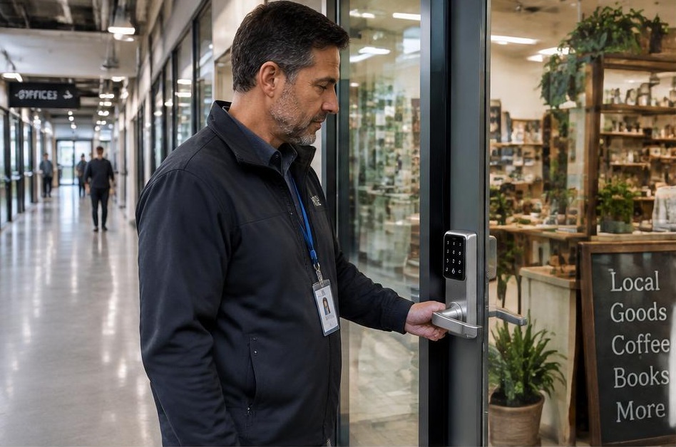 Smart lock access for mixed-use commercial spaces